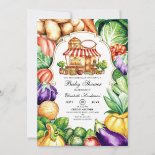 Boho Locally Grown Farmer's Market Baby Shower Invitation