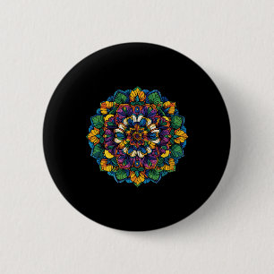 Boho Lotus Mandala Colourful Floral Yoga Meditatio 2 Inch Round Button