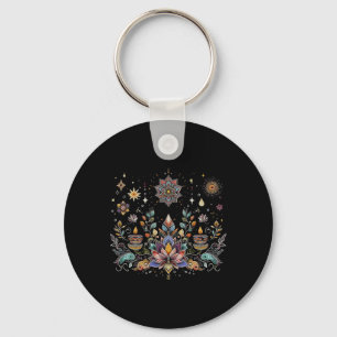 Boho Lotus Star Mandala Spiritual, Yoga Lover, Med Keychain