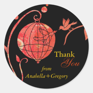 Boho Love Birds Wedding Thank You Classic Round Sticker