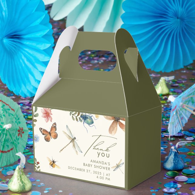 Boho Love Bug Insects Dragonfly baby shower Favor Box (Party)