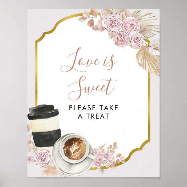 Boho Love is Brewing Bridal Shower Love is Sweet Poster (Front)