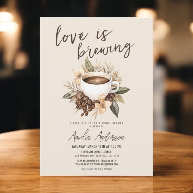 Boho Love is Brewing Coffee Latte Bridal Shower Invitation (Creator Uploaded)