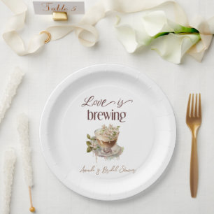 Boho Love is Brewing Floral Bridal Shower Brunch Paper Plate