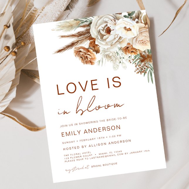 Boho Love is in Bloom Pampas Grass Bridal Shower Invitation (Creator Uploaded)