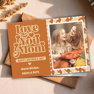 Boho Love You Mom Personalized Photo Mothers Day Card
