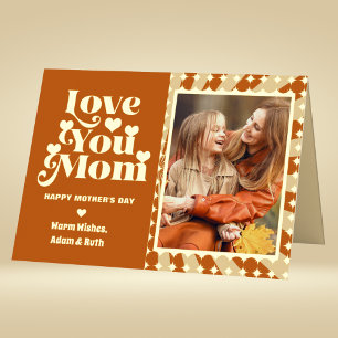 Boho Love You Mom Personalized Photo Mothers Day Foil Greeting Card