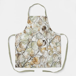 Boho Lunaria Watercolor Pattern Botanical Floral Apron