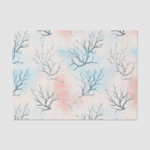 Boho Luxe Watercolor Coastal Coral Pattern (1) Tissue Paper