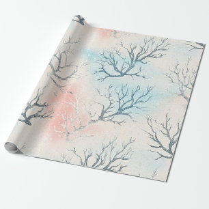 Boho Luxe Watercolor Coastal Coral Pattern (1) Wrapping Paper
