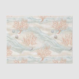 Boho Luxe Watercolor Coastal Coral Pattern (3) Tissue Paper