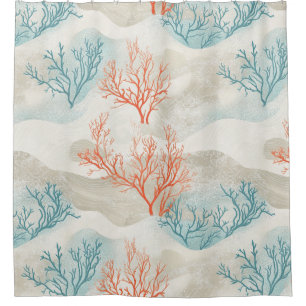 Boho Luxe Watercolor Coastal Coral Pattern (6)