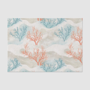 Boho Luxe Watercolor Coastal Coral Pattern (6) Tissue Paper