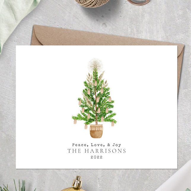 Boho Macrame Christmas Tree Holiday Postcard (Creator Uploaded)