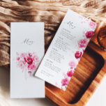 Boho Magenta Hot Pink Floral Elegant Wedding Menu<br><div class="desc">Boho Magenta Hot Pink Floral Elegant Simple Wedding Menu. Bohemian rose and floral bouquet menu template with elegant and simple magenta florals and botanicals in hand-printed watercolor. The hot pink colour is gorgeous for boho magenta and elegant floral weddings. Editable menu template for spring, summer, fall (autumn), and winter weddings....</div>
