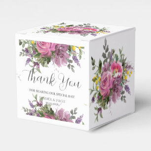 Boho Magenta Purple Pink Mauve Floral Wedding Favor Box