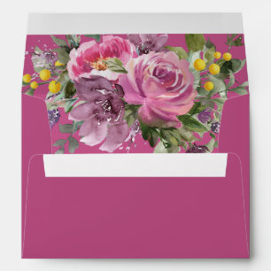 Boho Magenta Rose Fuschia Violet Enveloppe Florale