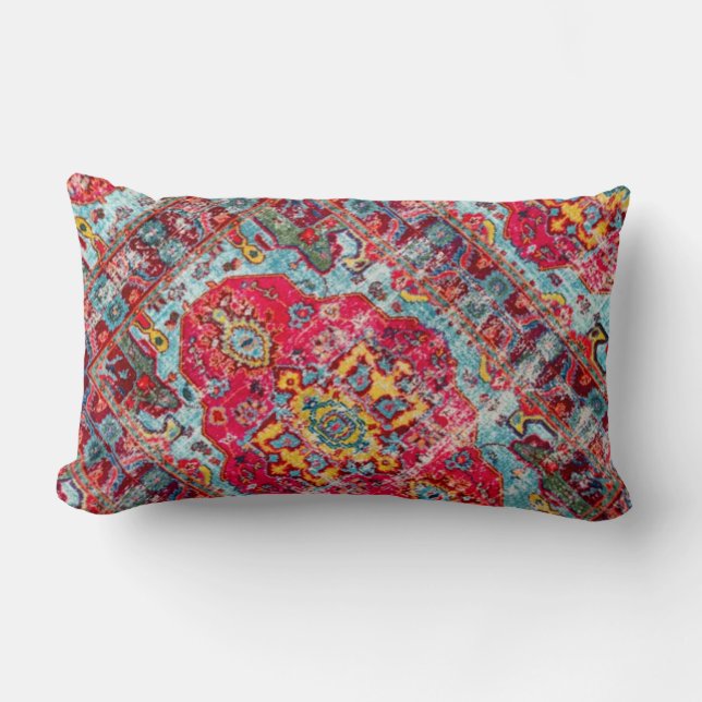 Boho Magic Carpet Lumbar Pillow (Front)