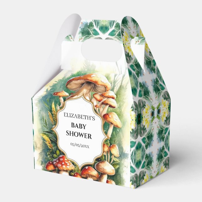 Boho Magical Mushroom Baby Shower Favor Box (Front Side)