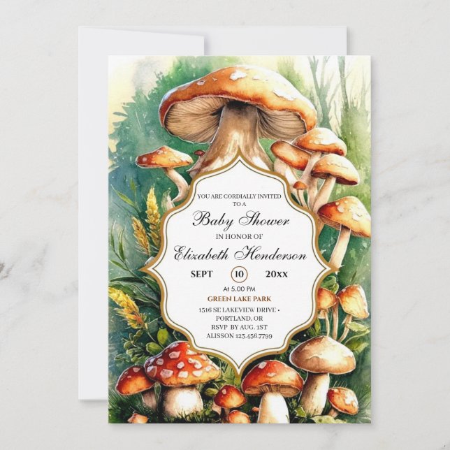 Boho Magical Mushroom Baby Shower Invitation (Front)