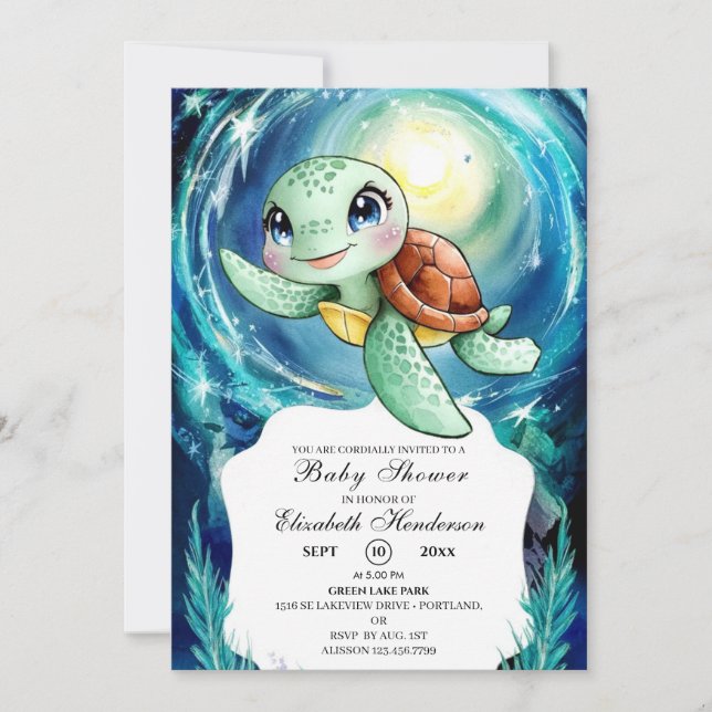 Boho Magical Ocean Turtle Baby Shower Invitation (Front)