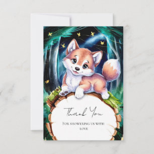 Boho Magical Wolf Baby Shower Thank You Card