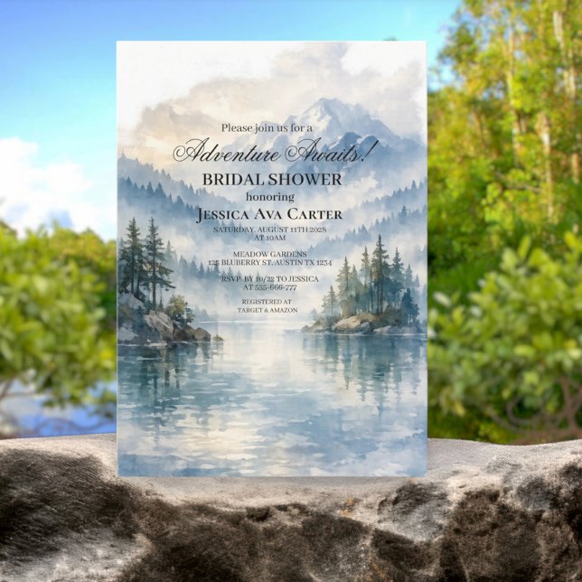 Boho Maintain Lake Trees Adventure Bridal Shower  Invitation (Creator Uploaded)