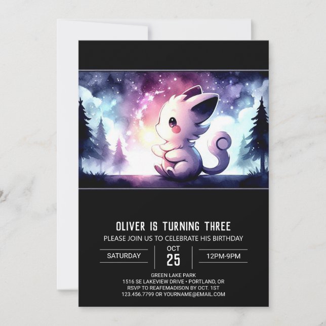 Boho Majestic Cat Birthday  Invitation (Front)
