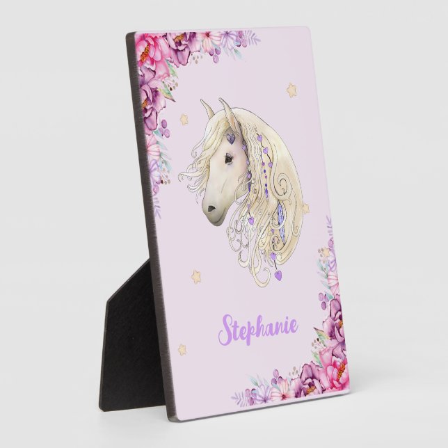 Boho Majestic Horse Shades of Pink and Purple Post Plaque (Side)