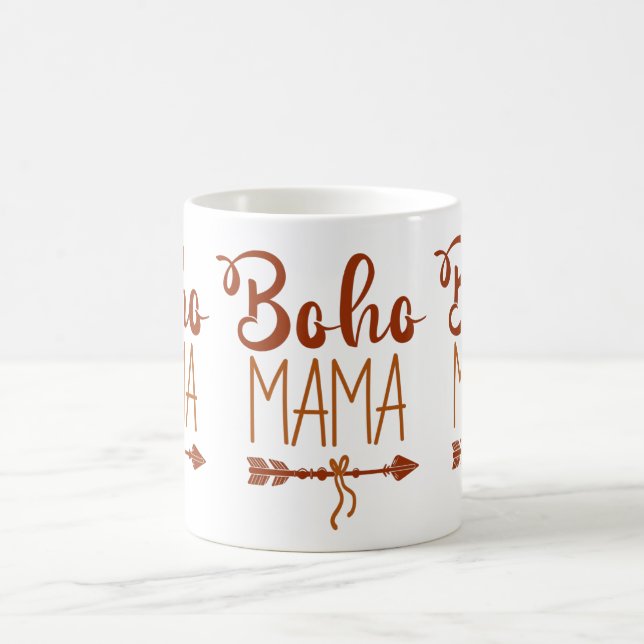 Boho Mama Feather Arrow Typography Coffee Mug (Center)