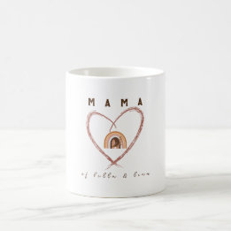 Boho Mama Text w/ Moon Feathers and Kid Names Coffee Mug
