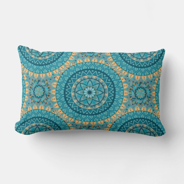 Boho mandala abstract pattern design lumbar pillow (Front)