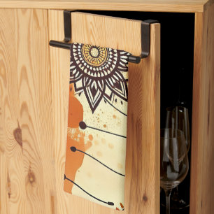 Boho Mandala Autumn Warm Rustic Floral Kitchen Towel