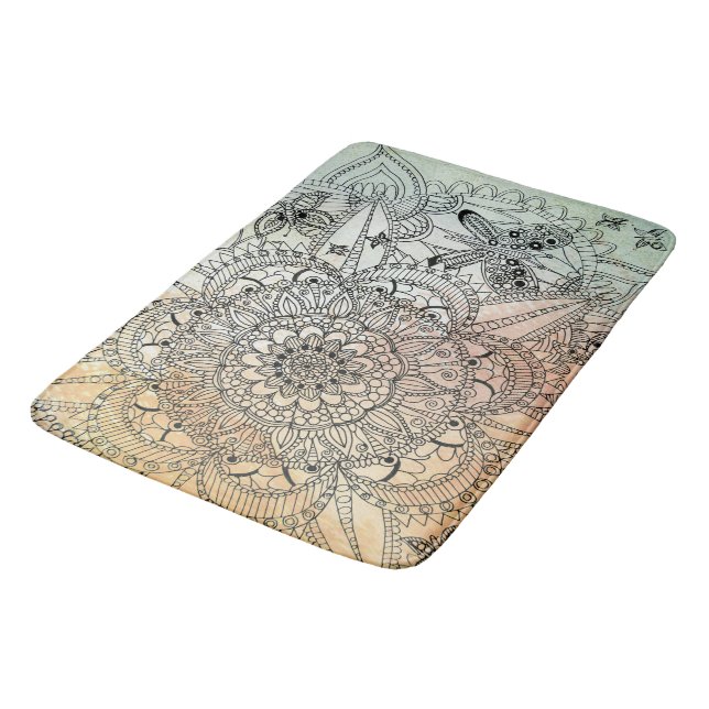Boho Mandala Bohemian Art Bath Mat (Angled)