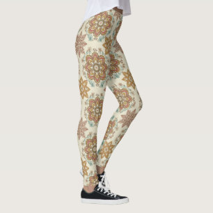 Boho Mandala Earth Tone Spiritual Pattern Leggings