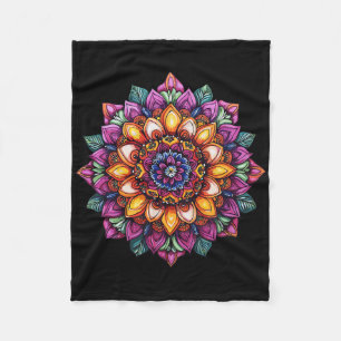 Boho Mandala Flower Sacred Geometry Yoga  Fleece Blanket