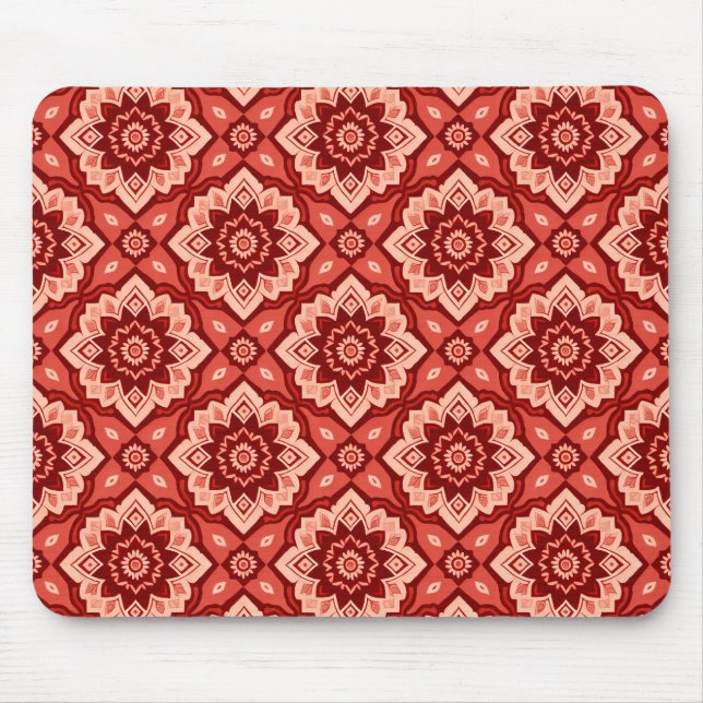 Boho Mandala Geometric Floral Pattern Mouse Pad (Front)