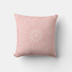 Boho Mandala Girly Blush Pink Throw Pillow