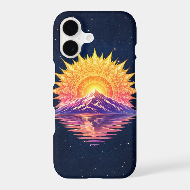 Boho Mandala Mountain Sunset | Cosmic Night Sky (Verso)