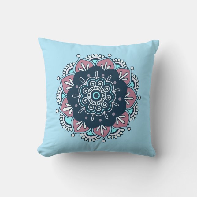 Boho Mandala Reversible Throw Pillow (Front)