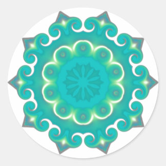 Boho Mandala Turquoise| Bohemian Aqua Geometric Classic Round Sticker