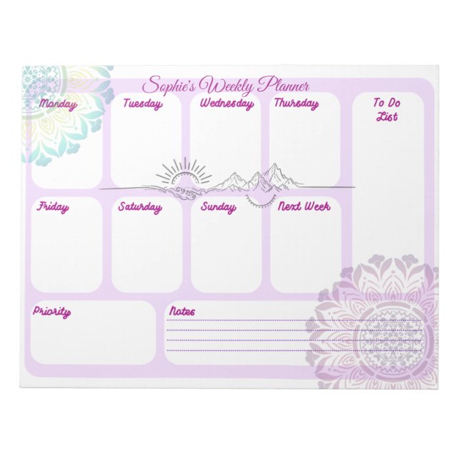 Boho Mandala Weekly Spiritual Planner Desk Pad  (Front)