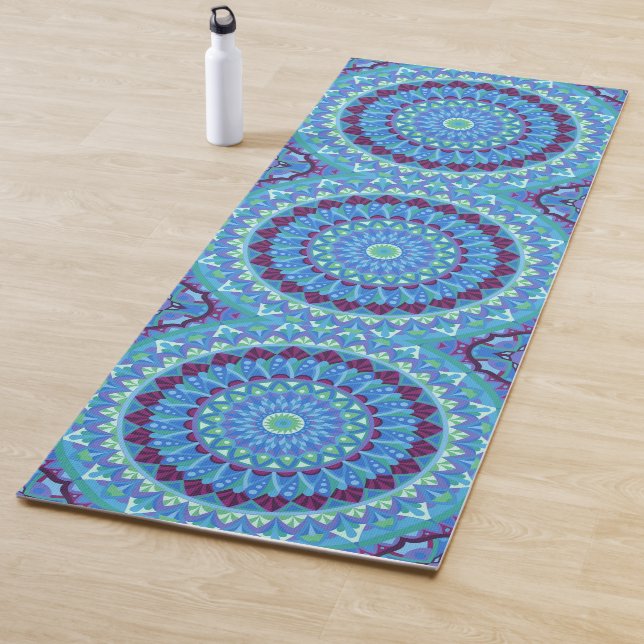 Boho Mandala Yoga Midnight Dreams Blue Exercise Mat (In Situ)