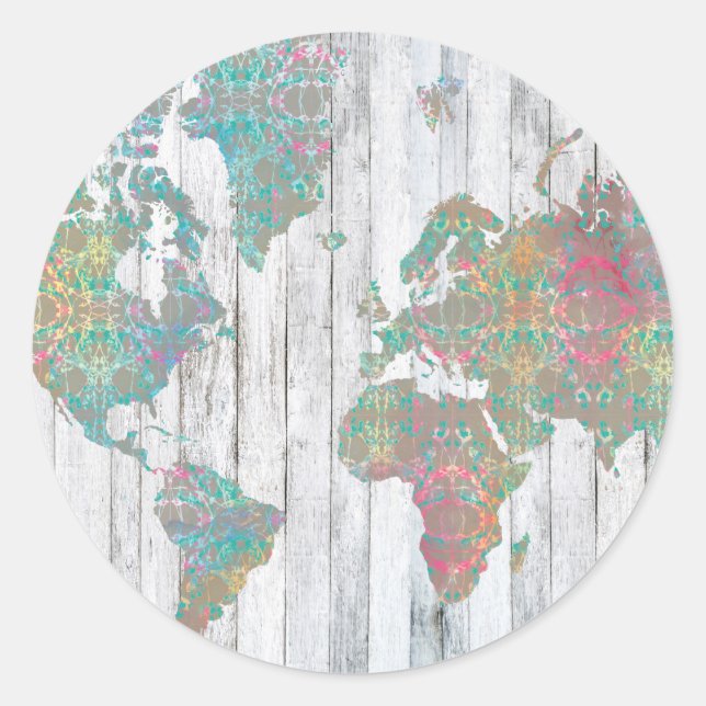 Boho Map II Classic Round Sticker (Front)