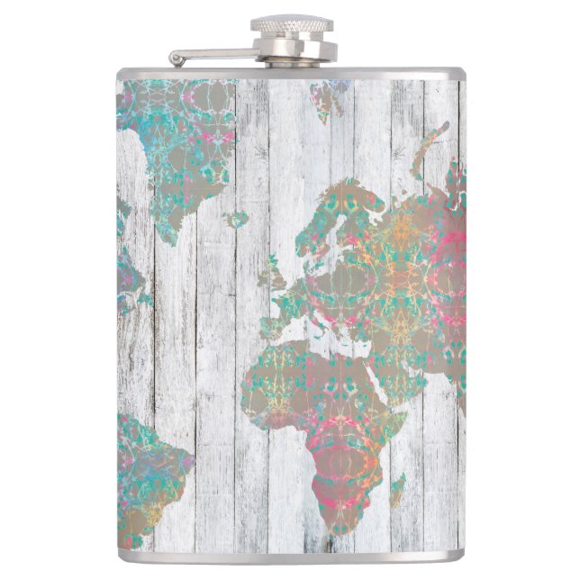 Boho Map II Hip Flask (Front)