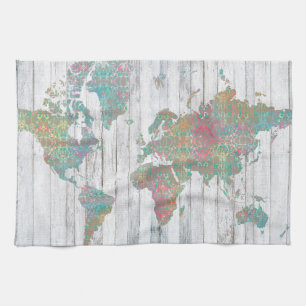 Boho Map II Kitchen Towel
