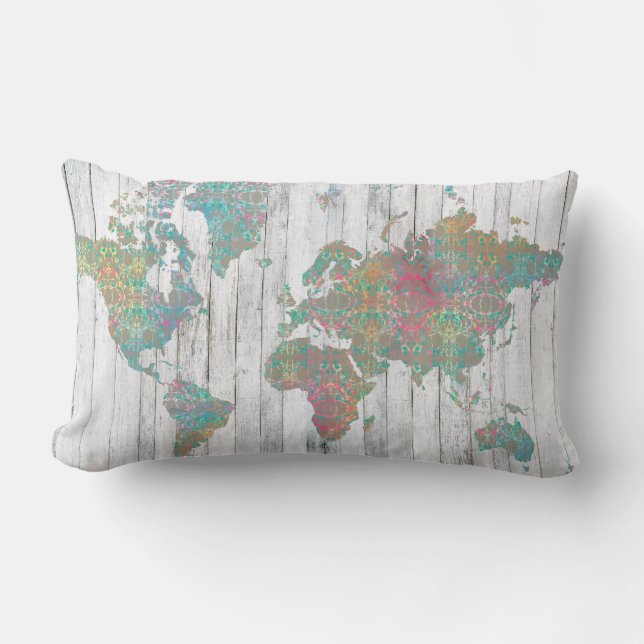 Boho Map II Lumbar Pillow (Front)
