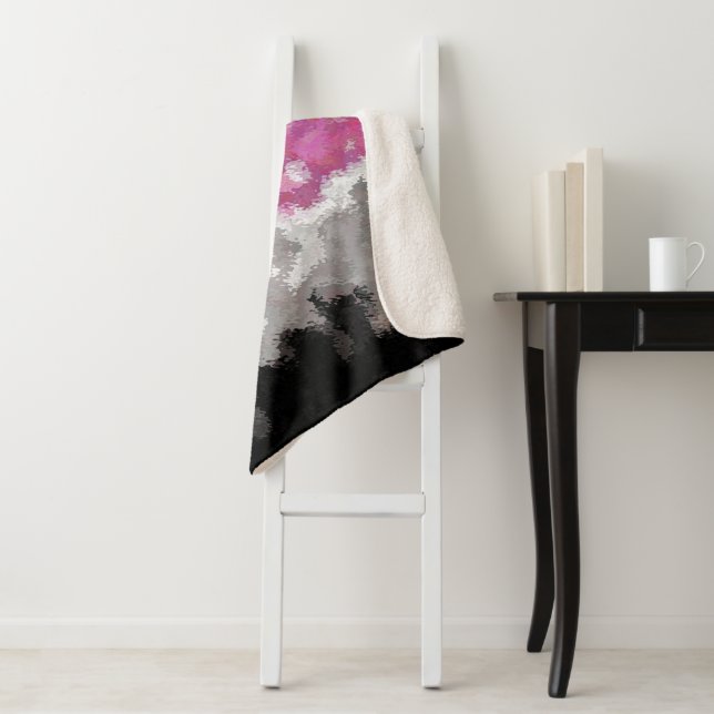Boho Marbled Abstract Librafeminine Pride Flag Sherpa Blanket (In Situ)