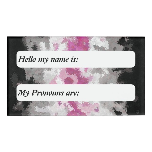 Boho Marbled Customizable Librafeminine Pride Flag Name Tag (Front)