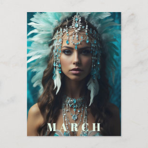 *~* Boho MARCH  AQUAMARINE AP53 Headdress Postcard
